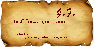 Grünsberger Fanni névjegykártya